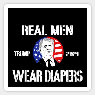 Distressed Retro Vintage Real Men Wear Diapers Trump 2024 Sticker